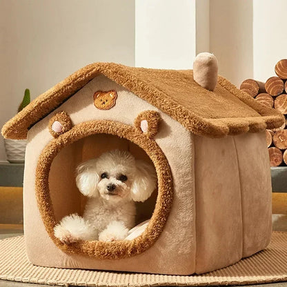 Cozy Cartoon Cribs for Your Furry Friends: Folding Beds for Small and Medium Dogs and Cats, Perfect for Winter Naps!