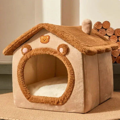 Cozy Cartoon Cribs for Your Furry Friends: Folding Beds for Small and Medium Dogs and Cats, Perfect for Winter Naps!