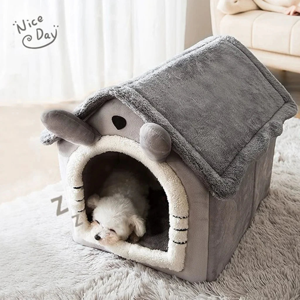 Cozy Cartoon Cribs for Your Furry Friends: Folding Beds for Small and Medium Dogs and Cats, Perfect for Winter Naps!