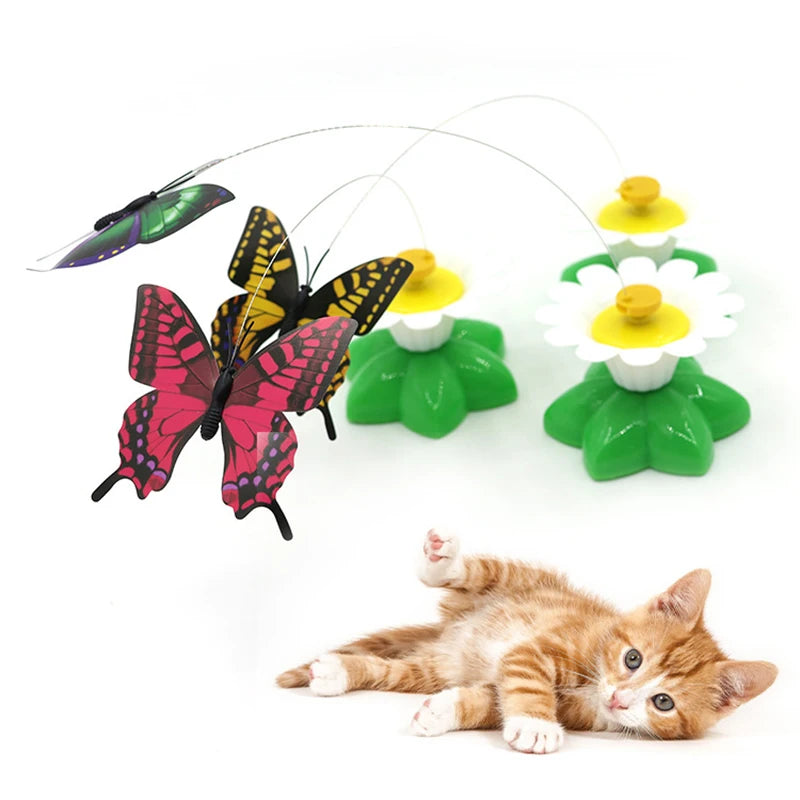 Whimsical Rotating Electric Flying Butterfly - The Purr-fect Interactive Toy for Your Furry Friends!