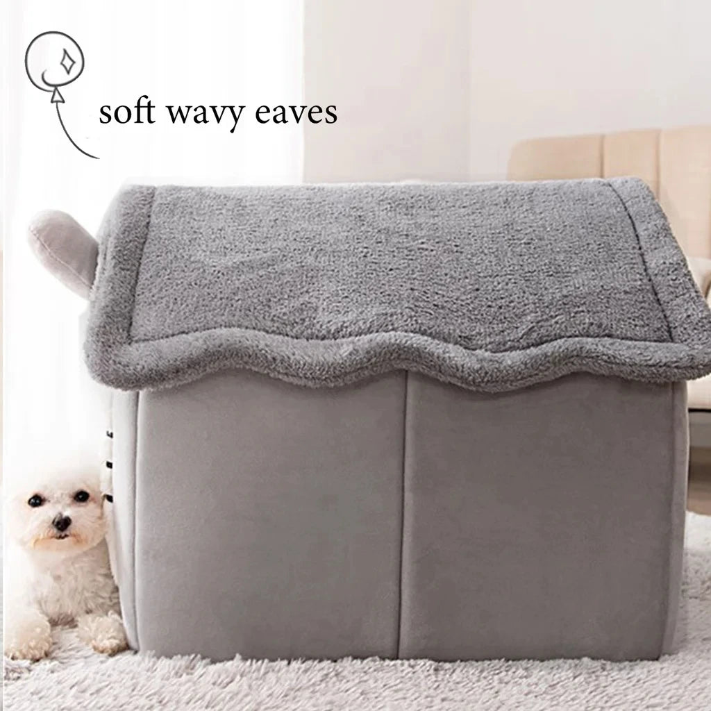 Cozy Cartoon Cribs for Your Furry Friends: Folding Beds for Small and Medium Dogs and Cats, Perfect for Winter Naps!