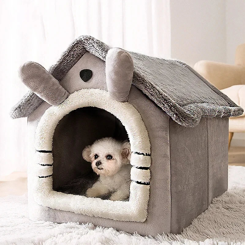 Cozy Cartoon Cribs for Your Furry Friends: Folding Beds for Small and Medium Dogs and Cats, Perfect for Winter Naps!